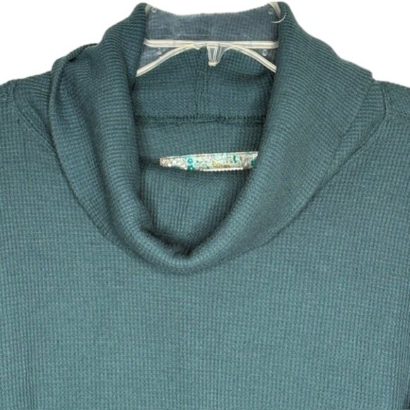 Anthropologie Maeve Ainsley Cowl Neck Waffle Fabric Tunic - Forest Green - S - Picture 4 of 10